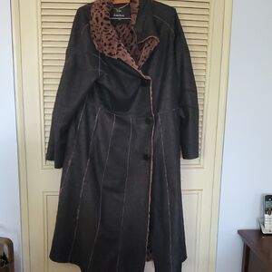 Dennis Basso Leopard Lined Coat L
